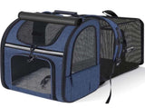 Blue Large Expandable Cat Travel Backpack - Breathable & Collapsible Pet Carrier 62x34x43CM V888-ELOSUNG45866