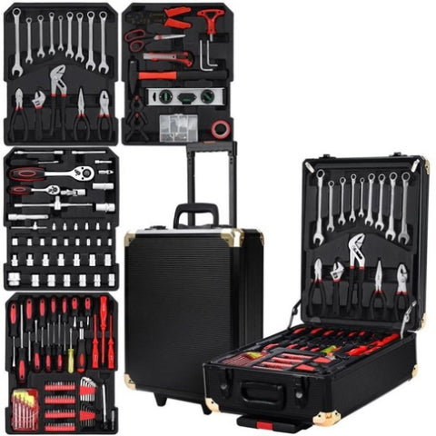 Giantz 816pcs Tool Kit Trolley Case Mechanics Box Toolbox Portable DIY Set TOOL-KIT-B-H-BK