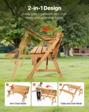 VEVOR 2-in-1 Transforming Interchangeable Picnic Table, Outdoor Wooden Table and Bench Set, Portable Foldable Bench with Umbrella Hole, Patio Dining Furniture for Garden, Backyard, Porch  V952-2HYKBXYCZ45FP7QYPV0
