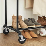 SONGMICS Industrial Pipe Clothes Rack on Wheels with Hanging Rack Organizer Black V227-8498402114630