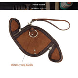 2pcs Retro Genuine Leather Key Pouch - 12.5cm x 5cm - Dual Zipper, Wrist Strap, Belt Loop, V888-ELOSUNG56072-1