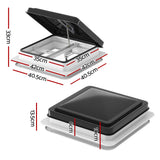 Weisshorn Caravan Roof Vent Hatch RV Skylight Motorhome Camper 350x350mm Black CARAVAN-VENT-B-42X42X12-MESH-BK