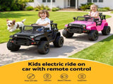 2x Rigo Electric Kids Ride On Car Black Pink Off-Road Ride-On Toy with Remote Control Horn Music RCAR-JEP-4WS-BKXPK