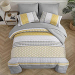 Floral Stripes Comforter Set, King Size, Deluxe 3-Piece Bedding with Pillowcases V745-MAB010939AJ3