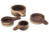 4PCS Cups Set Clear Scale Comfortable Handle Rounded Edges Stackable Handcrafted Wood V1294-YM0901-3118240098011