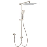 Brushed Nickel 2in1 Square 12" Thin Rainfall Head Shower 3 Modes Handheld Sliding Rail Arm Set V1233-SC842BSHS002M4CNKSS112N