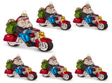 Christabelle 6 Glass Christmas Baubles Motorcycling Santa Novelty 11cm Xmas Tree Decorations Ha 112_YAN320