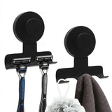 stainless steel suction cup razor holder, wall hook, no drill bathroom organizer, traceless V1102-113-07129-BLK-2PCS