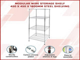 Modular Wire Storage 45x45cm Steel Shelving Chrome With Fixed Legs For Garage Warehouse Or Kitchen V63-841271