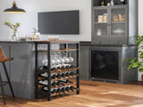 CARLA HOME Large Rack with Glass Holder, Metal Designed Bottle Holder and Wood Countertop up to LSB-36268
