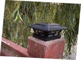 2pc Solar Outdoor Post Cap Lights - Includes Bases for Posts - Bright Light - Slate Black Post V1370-AZ4-05018