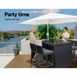 Gardeon 5-Piece Outdoor Bar Set Dining Table Stools Wicker Patio Setting FF-BARSET-BACK-BK-5AB