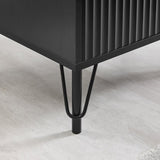 Lisa Wavy Fluted Bedside Table in Black V369-601075-BLACK