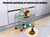 2-Tier Utility Rolling Cart Storage Organizer, Under Desk Mobile Trolley Organizer With Handle For V1369-AZ3-W-09501