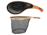 Wooden Fly Fishing Landing - Rubber Ghost Mesh & Release for Gentle Catch & Release - Trout Bass V1366-AZ2-W-16497