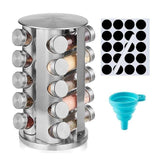20 Glass Jars with Labels, Transparent, Rotating Spice Tower V1237-ZY-506-0001