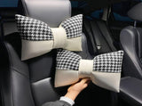1 Pair Black Cute Bowtie Car Headrest Pillow and Waist Cushion Set, Stylish V888-ELOSUNG17640