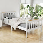 Artiss Bed Frame Single Size Wooden White PONY WBED-D-TC18-92