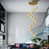 BAMDECOR LT02 12 Hanging Crystal Cube Chandelier LED Chandelier for Dining Room, Luxury Dimmable V255-BAM-LT02-12H-GOLD