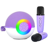 Portable Karaoke Microphone Machine Mini Bluetooth Speaker with 2 Wireless Mics Purple V1263-JX-6981-3