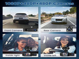 WiFi Car Dash Cam 3-Channel Wireless Camera with App, Front, Interior, and Rear Cameras, Full HD V1188-MS-313-0024