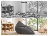 Artiss 3 in 1 Bean Bag Chair Cover Convertible Bean Bag for Adults, Corduroy Stuffed BD-COVER-3IN1-GR