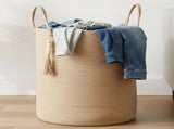 Cotton Rope Laundry Hamper Basket, 58 L Woven Laundry Basket with Handle, 19.7"x 15" Tall Storage V1369-AZ3-W-08698
