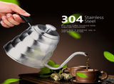 304 Stainless Steel Pour Over Coffee Gooseneck Kettle Teapot with Thermometer Home 1.2L V1294-YM0722-JY03666-02