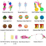 32Pcs Cat Toys Kitten Interactive Pet Toys Assortments,Foldable Rainbow Tunnel,Cat Feather Teaser V1369-AZ3-W-22352