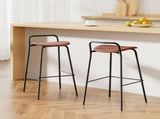 2x Artiss Bar Stools Kitchen Counter Stools Metal Brown BA-BB-9083T-BR