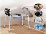 White Heavy Duty Bedside Commode, Raised Toilet Seat, Shower Chair, Adjustable Height 75.5-88cm LSB-68995