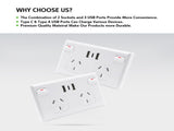 5PCS Double Power Point Dual USBType-C GPO Fast Charge 3.6 amp Wall Outlet V201-SKT0201WH8-5AU