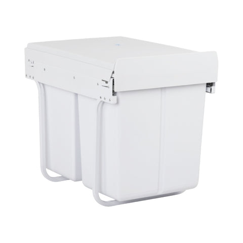 Cefito Pull Out Bin Kitchen Double Basket 2X20L White POT-BIN-20L-SET-WH