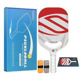 Red T700 Carbon Fiber Pickleball Paddle - 16mm Thick - Power Air Aerodynamic Design, PP Honeycomb V888-ELOSUNG56200-1