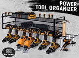 Power Tool Organizer Wall Mount 7 Drill Holder 3 Layer Heavy Duty Metal for Drill Plier Hammer Rack V985-POWERTOOLORGANIZER