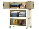 CARLA HOME 3 Tier Stackable Storage Cabinet with Wheels White - Storage Box - Plastic V178-36499