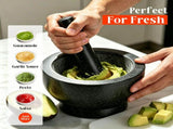 Granite Mortar and Pestle Set, 480ml Heavy Duty Stone Grinder Bowl with 15.5cm Pestle, Dark Grey, V1181-HI021