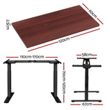 Artiss Standing Desk Motorised Dual Motor Walnut 120CM HASD-268-BKDF-WADB-120