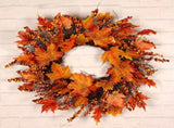 Maple Leaf Wreath Door Hanging Thanksgiving Wreath Halloween Vine Ornament V1294-YM0717-10173593