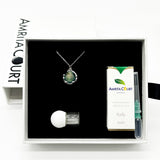 Gift Box - Aroma Necklace White Gold - Planet Celestial Aqua Purify Oil Blend V760-GBAJ - 1