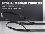 1000 Pcs Cable Zip Ties with Metal Tooth Stainless Steel Locking Device, 7 Inch Black Cable Ties, 45 V1258-DP02-C-2820