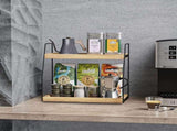 CARLA HOME 2-Tier Wooden Coffee Station Rack Organizer for Coffee Bar, Condiments, Syrups, Storage V178-36176