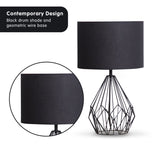 Sarantino Metal Wire Table Lamp in Black Finish With Black Drum Shade LMP-MLM-747