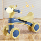 Cartoon Alpaca Kids 4-Wheel Balance Bike, Pedal-Free Toddler Scooter with Lights & Music for Ages V1265-AU-498-BLUE