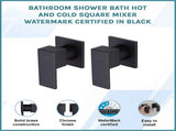 Bathroom Shower Bath Hot and Cold Square Mixer WATERMARK Certified in Black V63-847901