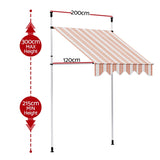 Instahut Window Fixed Pivot Arm Awning Outdoor Door Canopy 2X1.8M Beige/Brown AWN-B-FIXED-PS-12-MC