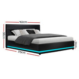 Artiss Bed Frame Queen Size LED Gas Lift Black LUMI BFRAME-E-LUMI-Q-BK-ABC