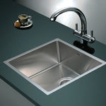 490x440mm Handmade Stainless Steel Undermount / Topmount Kitchen Laundry Sink with Waste V63-770015