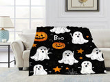 Halloween Throw Blanket Cozy Microfiber Blanket Soft Flannel Throw Festive Home Pumpkin Cat and bat V1107-114-29515-ORG6