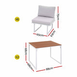 Gardeon 6 Seater Outdoor Dining Sofa Set Steel Frame Cushions White FF-DINING-7SOFA-WH-ABCD